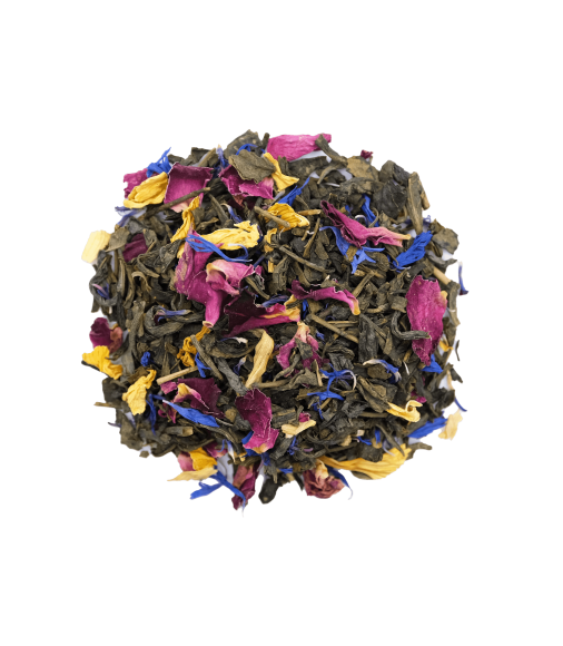 Рассыпной зеленый чай Цветочный цитрус с лепестками роз и василька