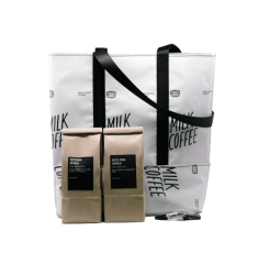 Стильный подарок — сумка-шоппер UPCYCLED и два кофе
